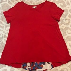 Adorable Red Shirt with Floral Print Back